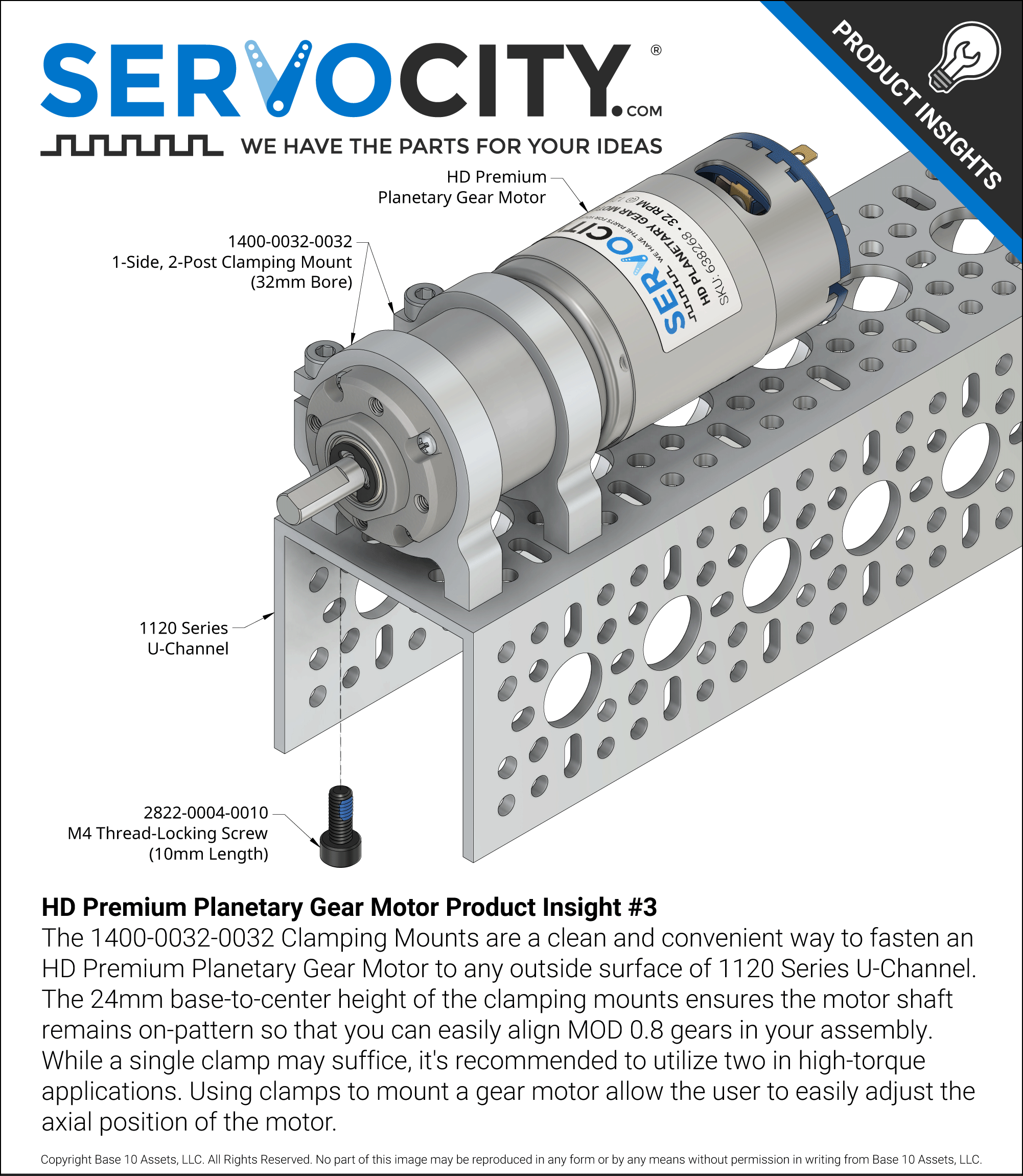 313 RPM HD Premium Planetary Gear Motor w/Encoder - ServoCity®