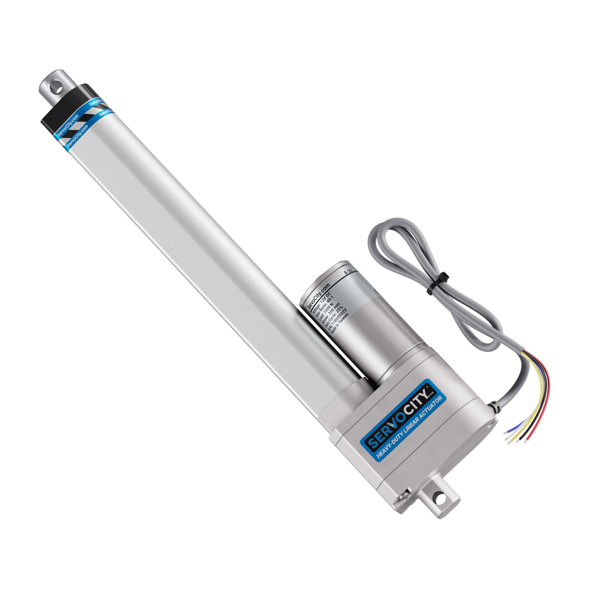 12V Heavy-Duty Linear Actuator (225lb Thrust, 0.3"/sec, 8" Stroke)