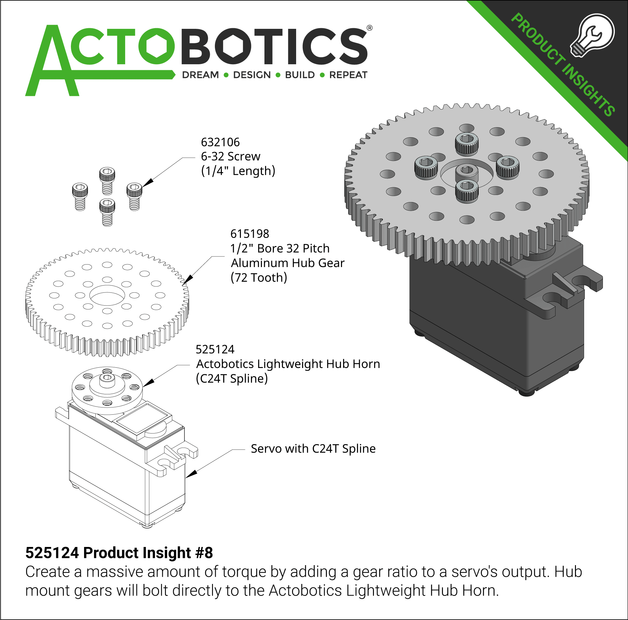 Lightweight Actobotics Servo Horn (C24T Spline) - ServoCity®