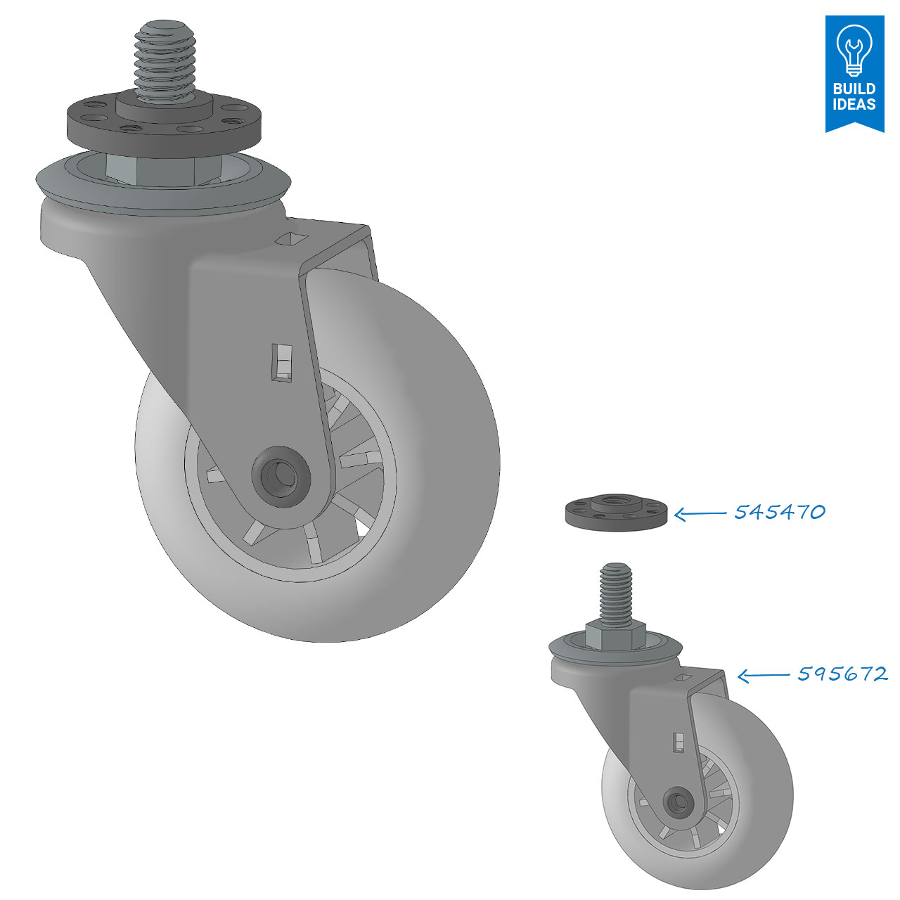 Swivel Caster Wheel (M8 x 1.25mm Male Stud) - ServoCity®
