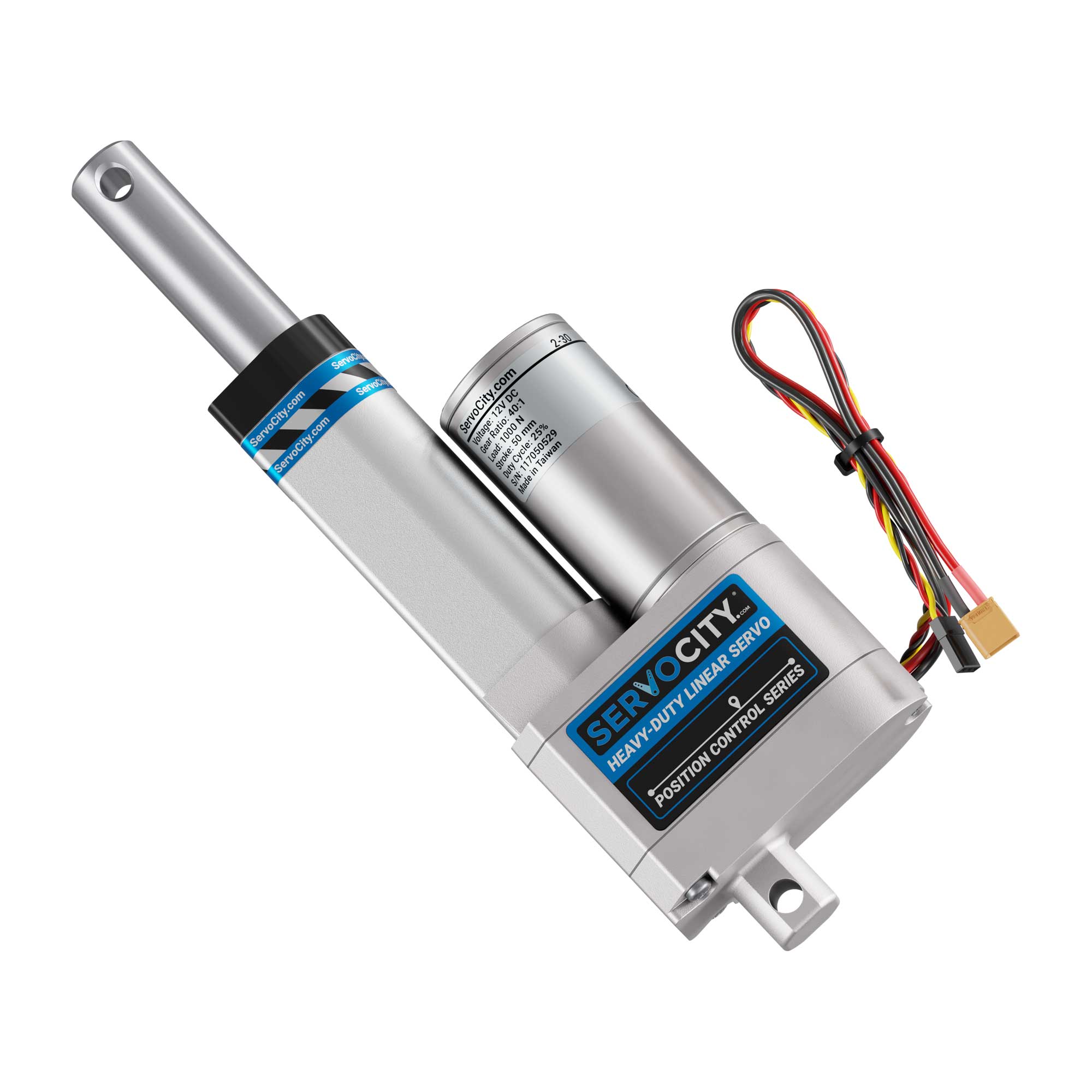 Heavy-Duty Linear Servo (Position Control, 12-24V, 225lb Thrust, 0.3"/sec,  2" Stroke)