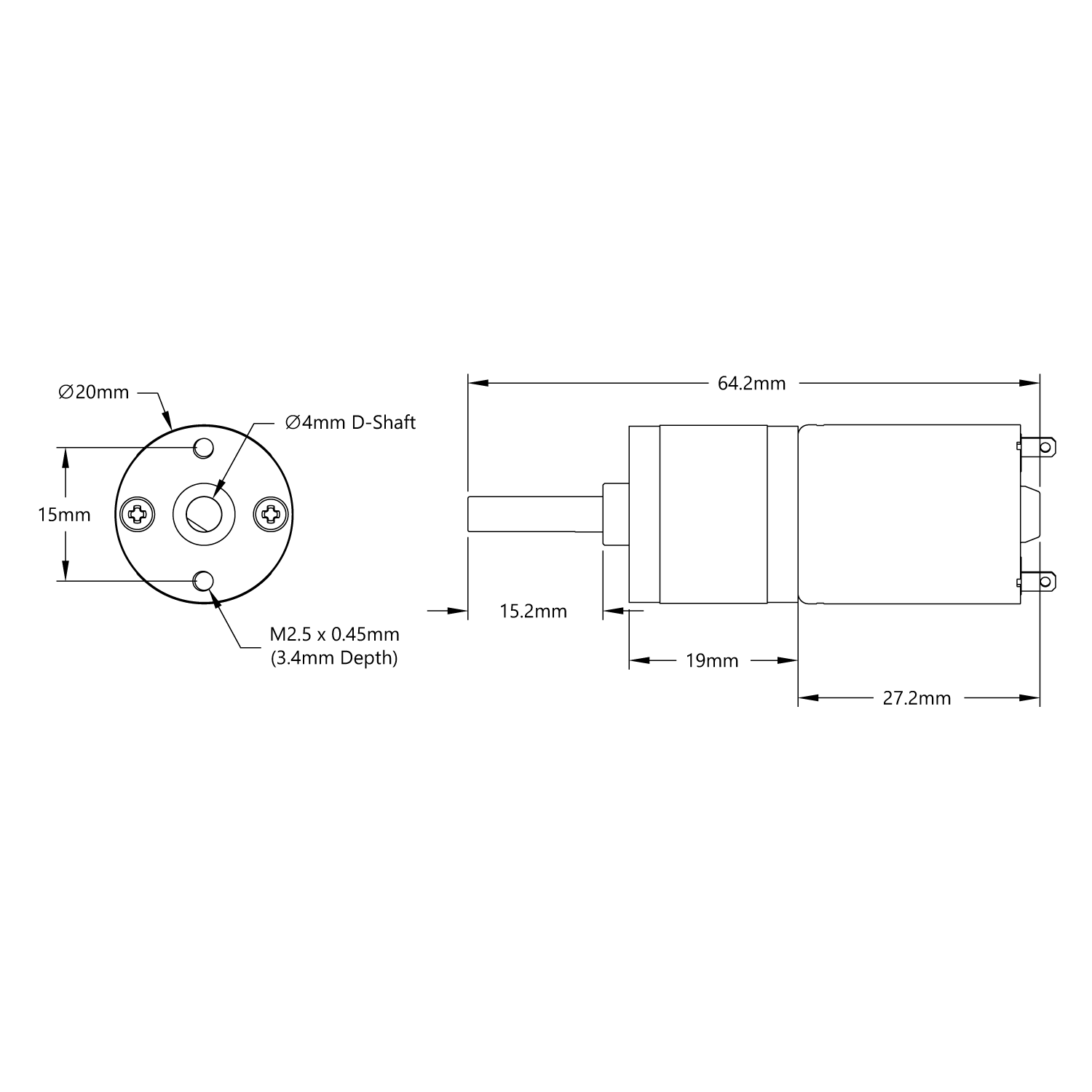 65 RPM Mini Econ Gear Motor - ServoCity®