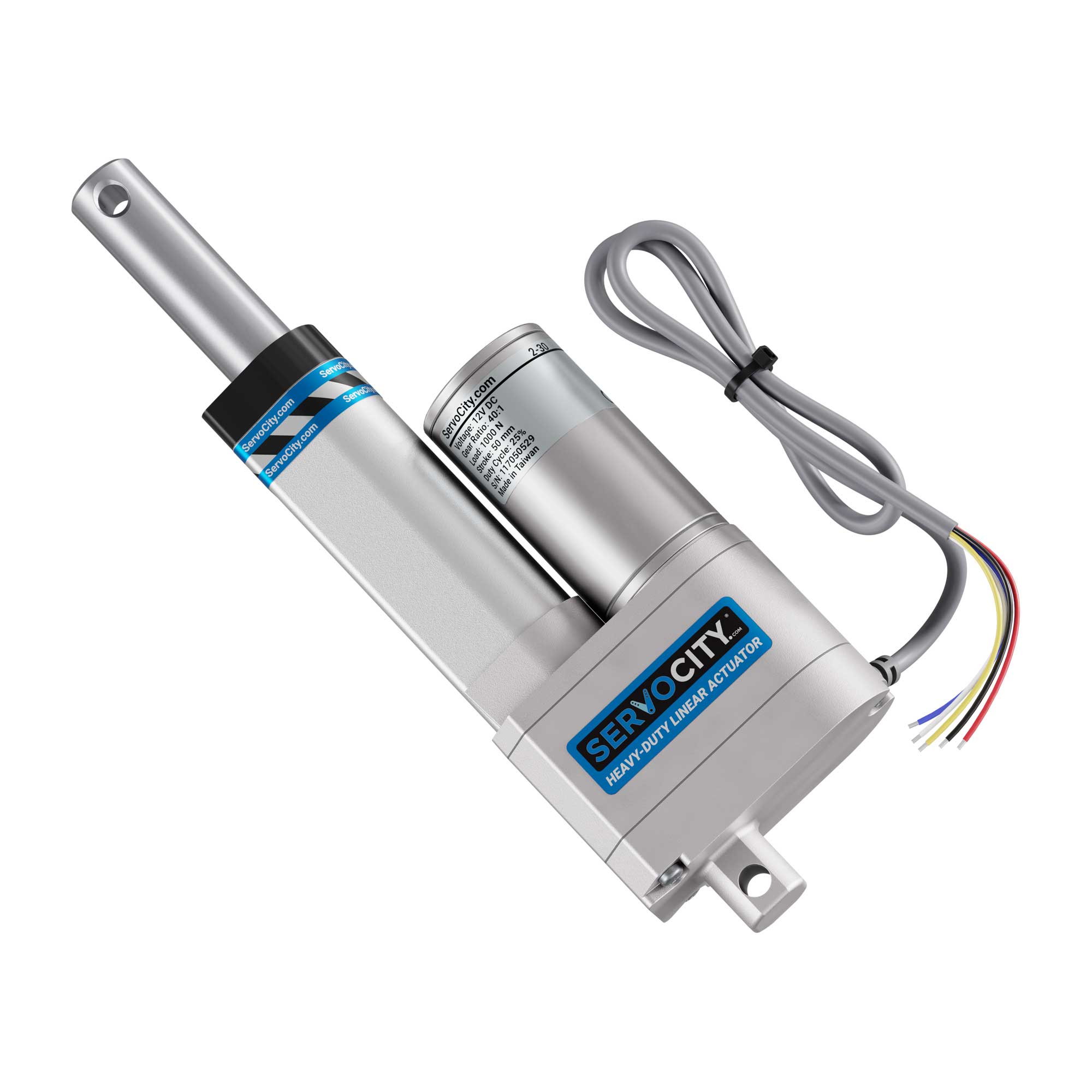 12V Heavy-Duty Linear Actuator (225lb Thrust, 0.3"/sec, 2" Stroke)