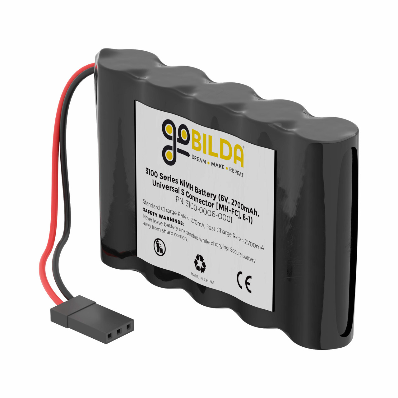 NiMH Battery (6V, 2700mAh, 2-Pos TJC8 Power Connector [MH-FC], 6-1