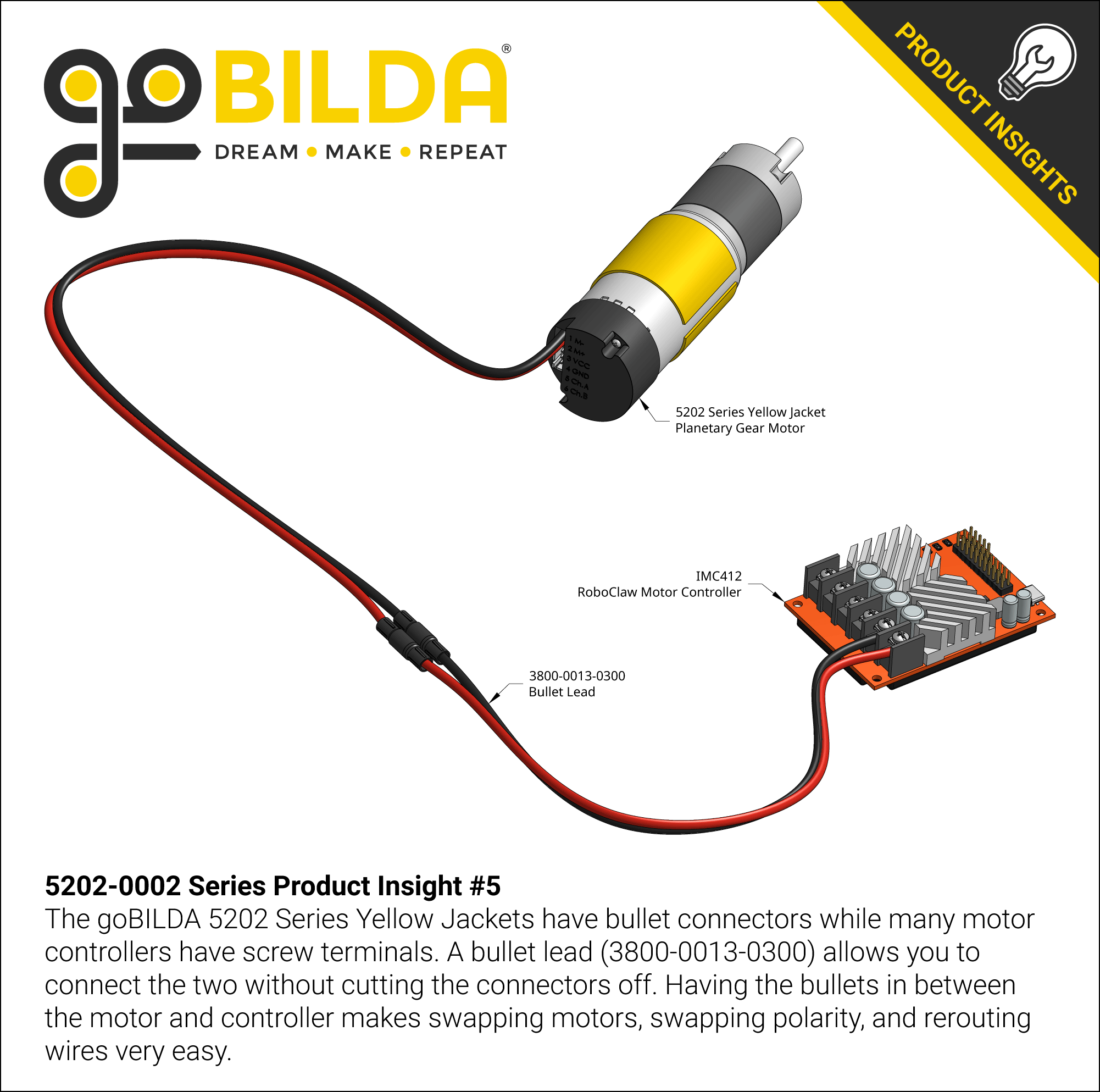 5202 Series Yellow Jacket Planetary Gear Motor (71.2:1 Ratio