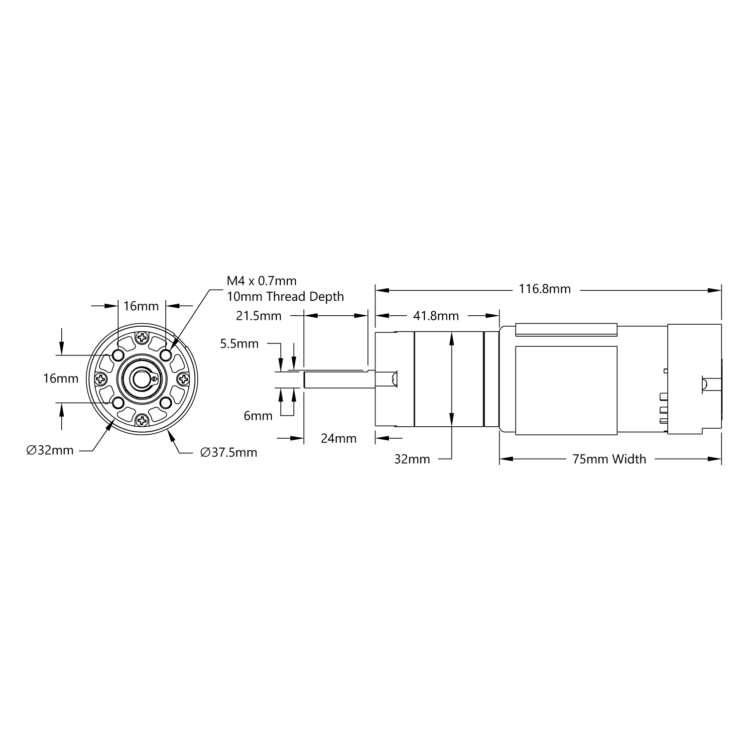 5202 Series Yellow Jacket Planetary Gear Motor (13.7:1 Ratio