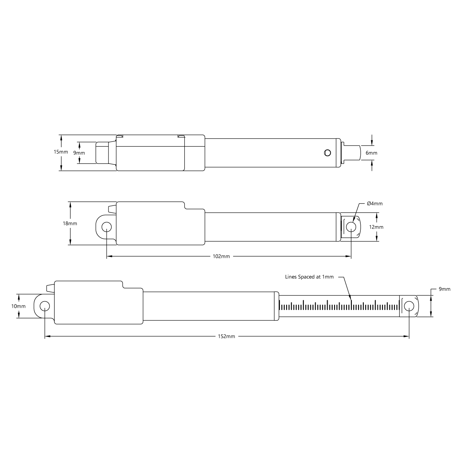 Hitec Linear Servo (2.0" Stroke, 0.6"/sec, 11.5lbs Thrust)