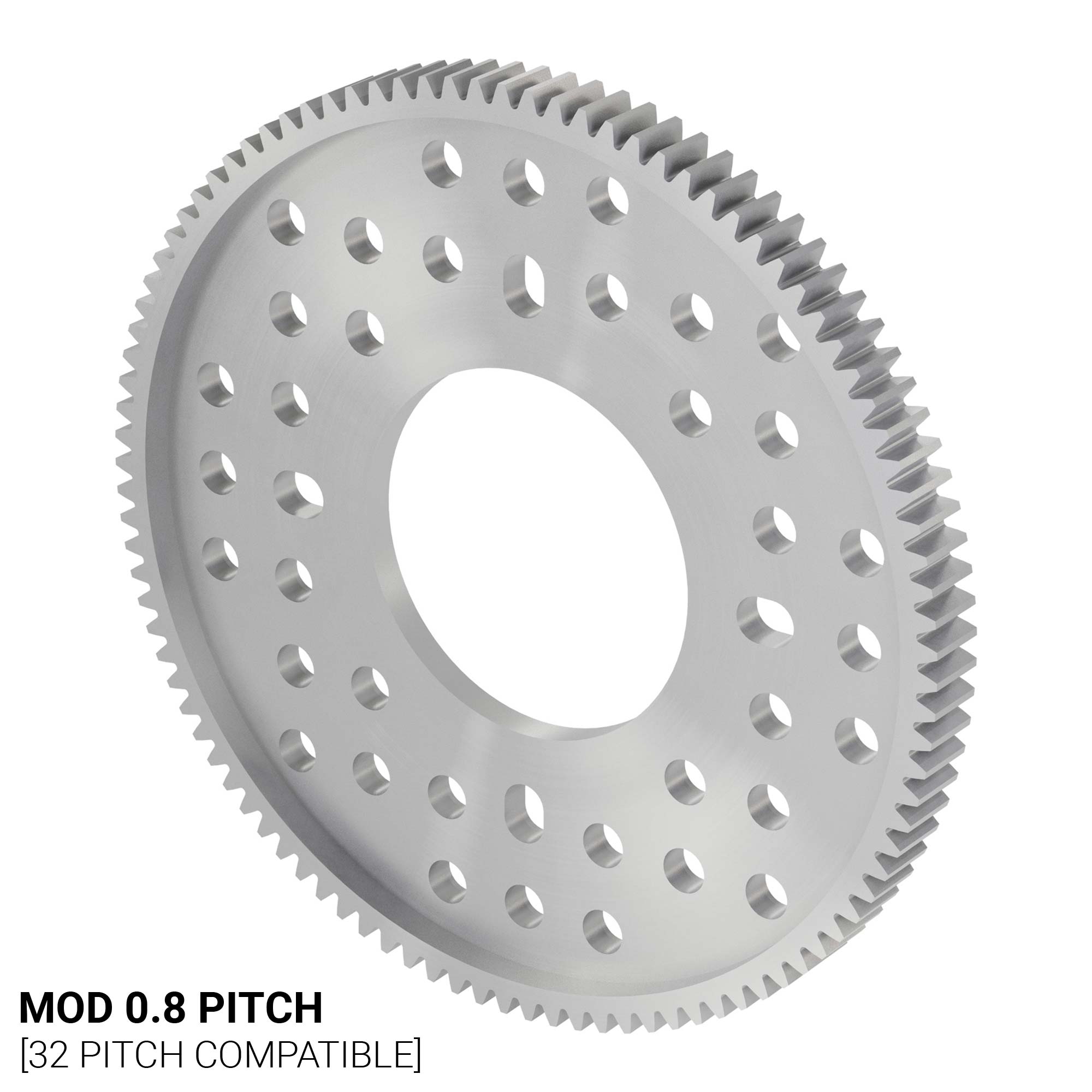 2302 Series Aluminum, MOD 0.8, Hub Mount Gear (32mm Bore, 100