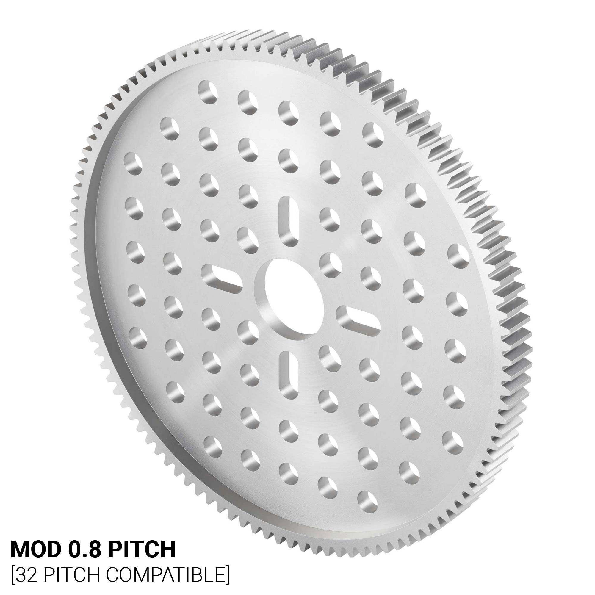 2302 Series Aluminum, MOD 0.8, Hub Mount Gear (14mm Bore, 108