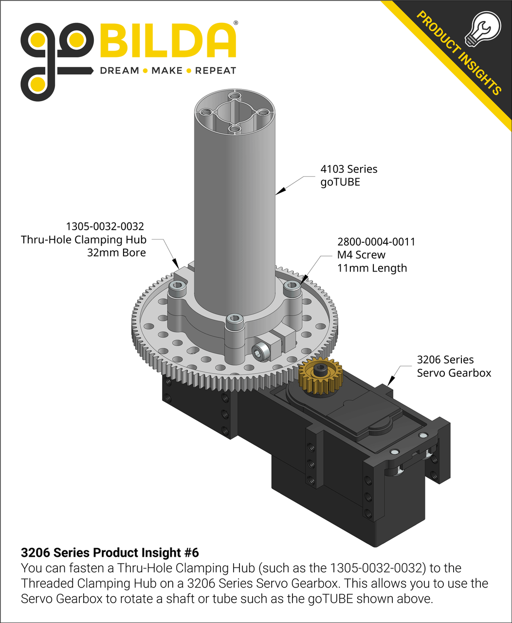 3206 Series Servo Gearbox (2:1 Ratio, Hitec HS-788HB Servo