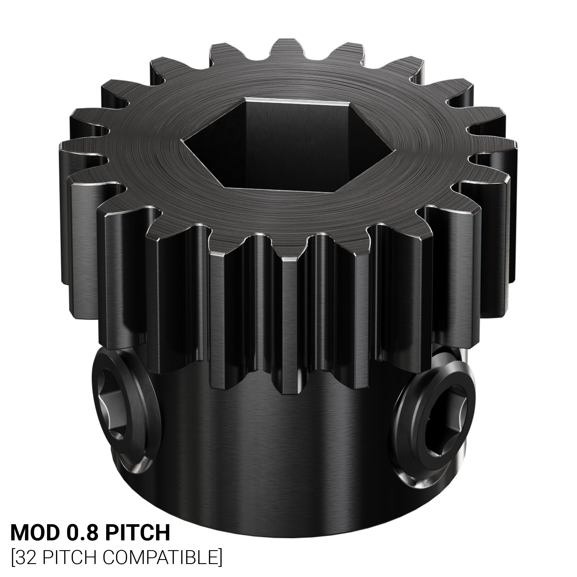 2303 Series Steel, MOD 0.8 Pinion Gear (8mm REX® Bore, 20 Tooth