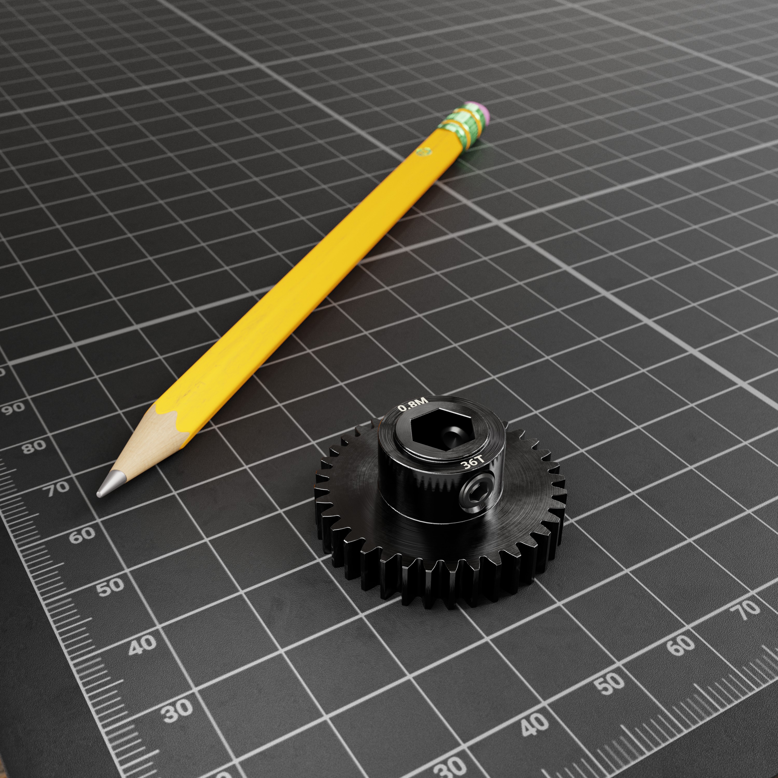 2303 Series Steel, MOD 0.8 Pinion Gear (8mm REX™ Bore, 36 Tooth