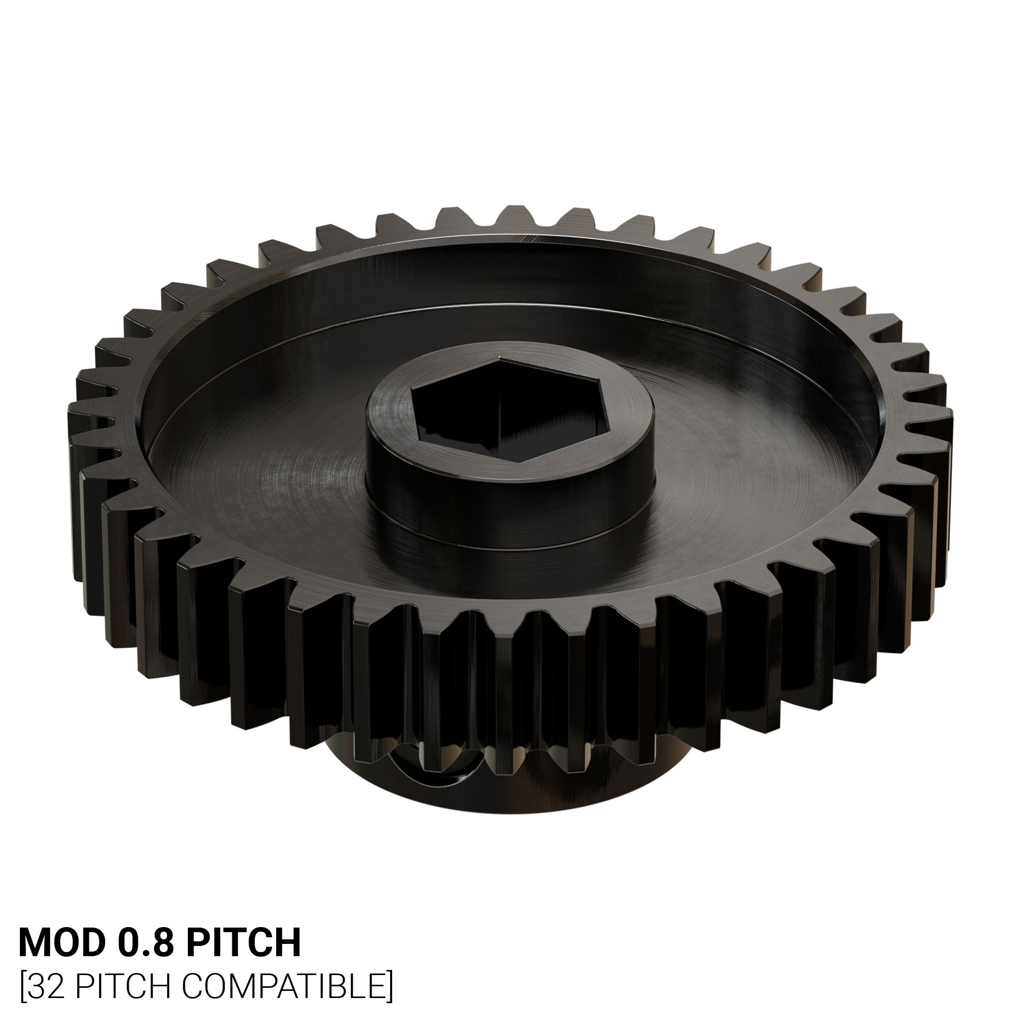 2303 Series Steel, MOD 0.8 Pinion Gear (8mm REX® Bore, 40 Tooth