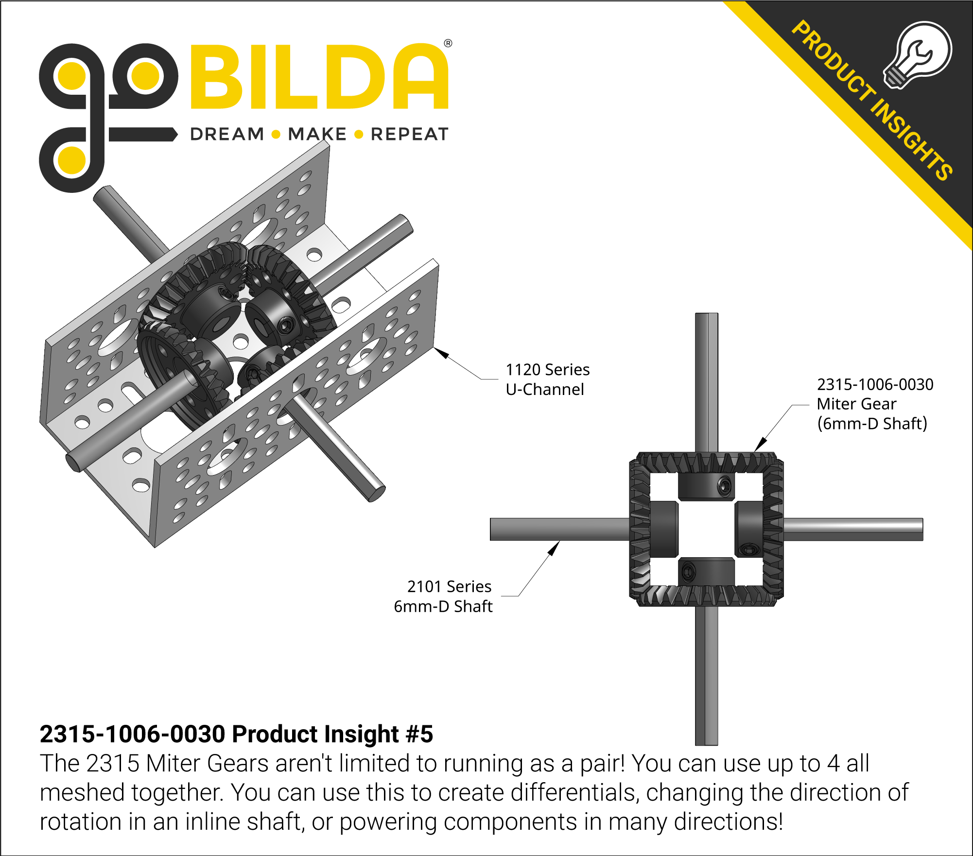 2315 Series, Steel Miter Gear (MOD 1.25, Set-Screw, 6mm D-Bore, 30 Tooth)