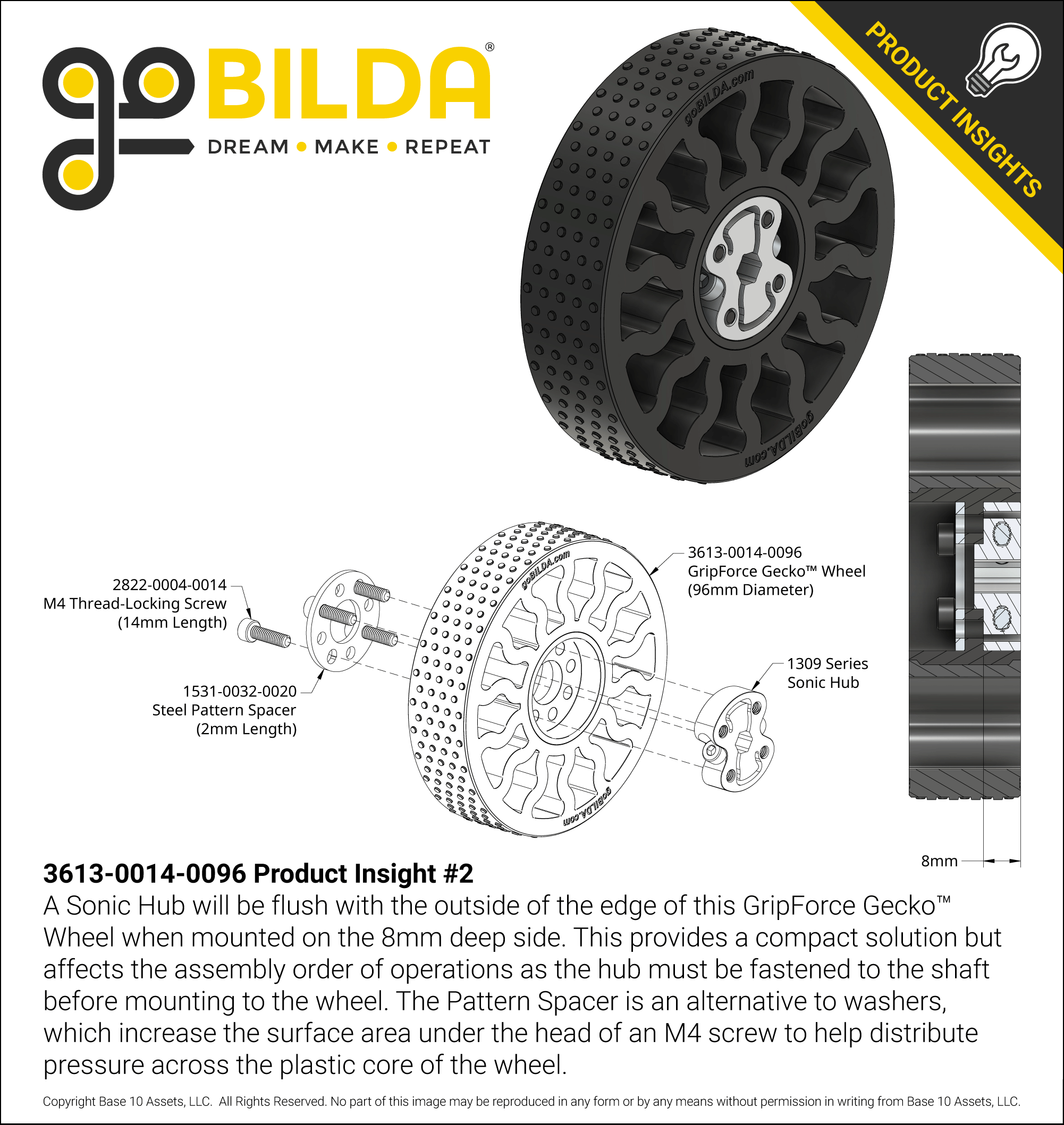 GripForce Gecko™ Wheel (14mm Bore, 96mm Diameter) - ServoCity®