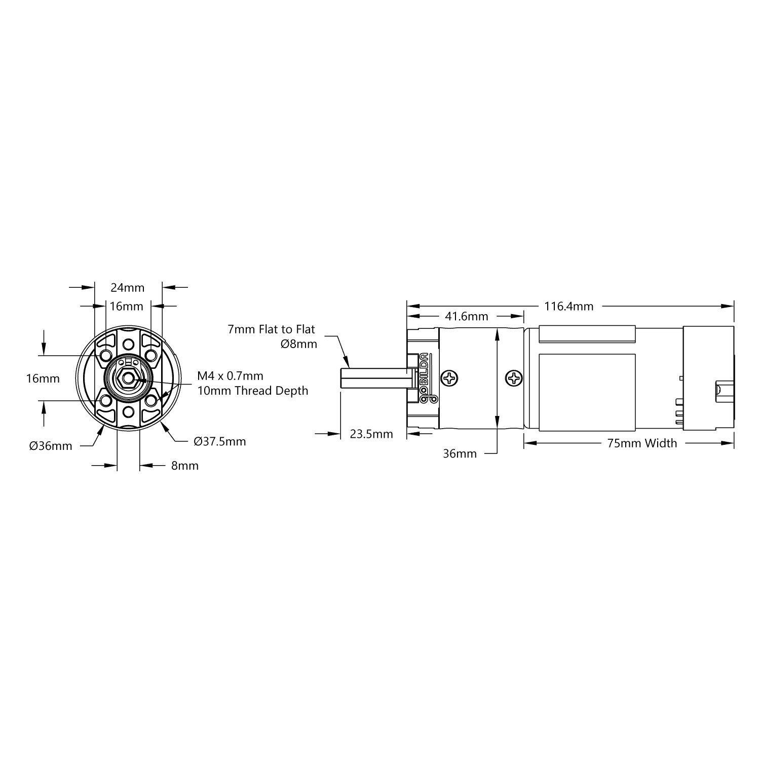 5203 Series Yellow Jacket Planetary Gear Motor (19.2:1 Ratio
