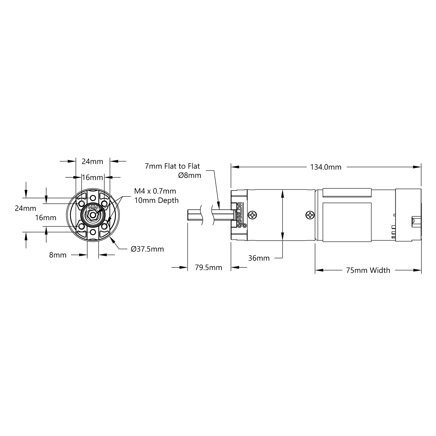5204 Series Yellow Jacket Planetary Gear Motor (188:1 Ratio, 80mm Length 8mm REX Shaft, 30 RPM, 3.3 - 5V Encoder)