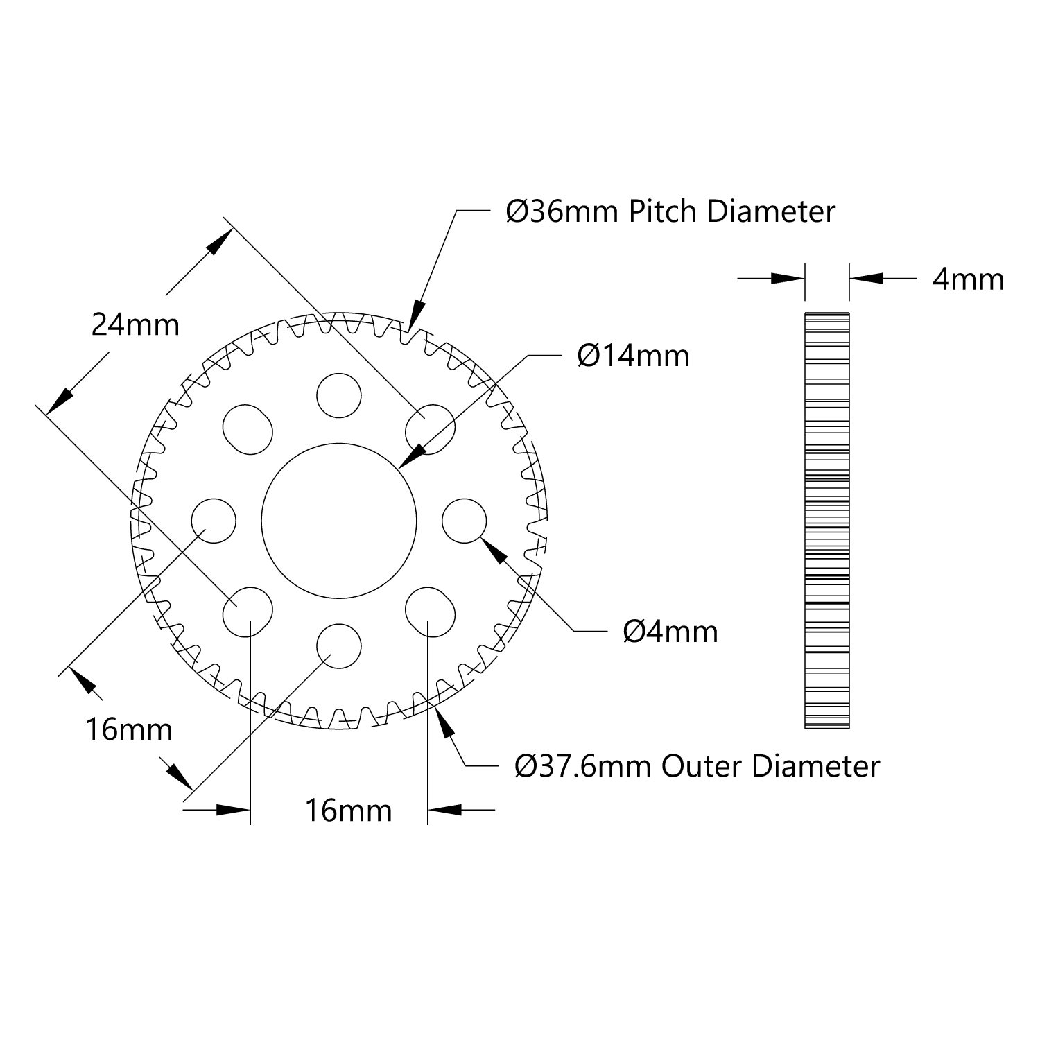 45 Tooth Hub-Mount Gear (MOD 0.8, 4mm Thick Acetal) - ServoCity®