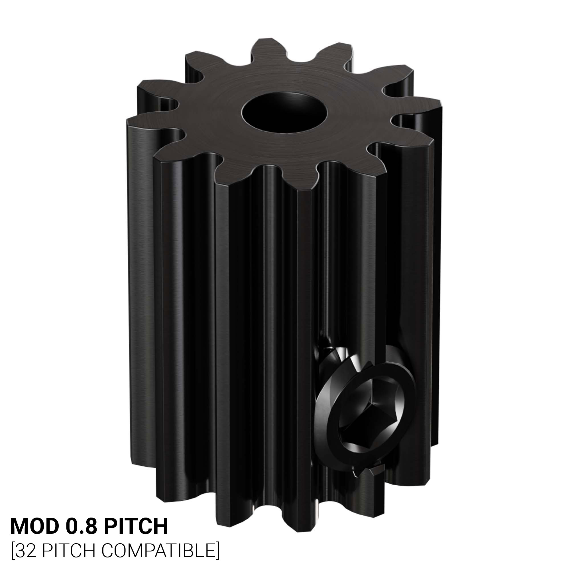 2303 Series Steel, MOD 0.8 Pinion Gear (3mm Round Bore, 12 Tooth)