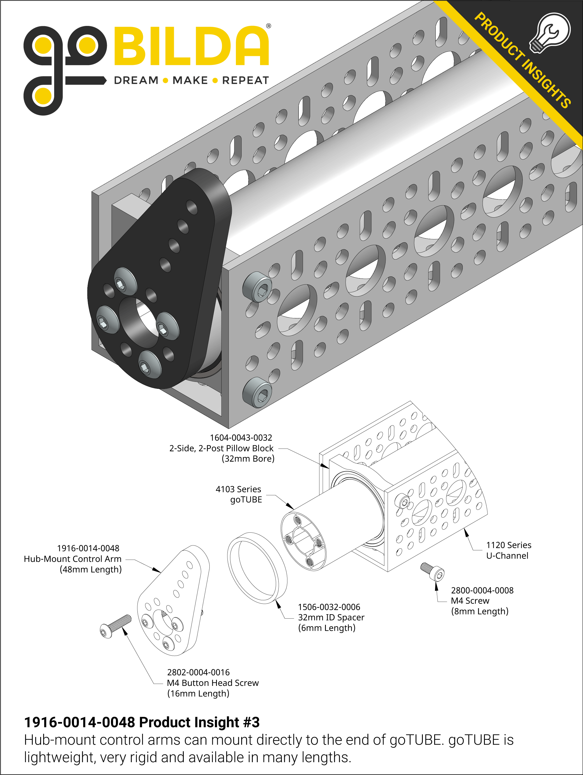 Plastic Hub-Mount Control Arm (48mm Length)
