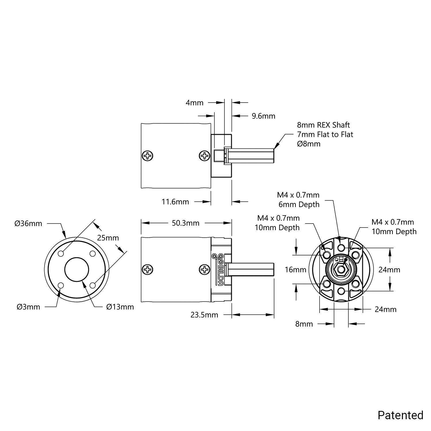 5103 Series Planetary Gearbox (99.5:1 Ratio, 24mm Length 8mm REX
