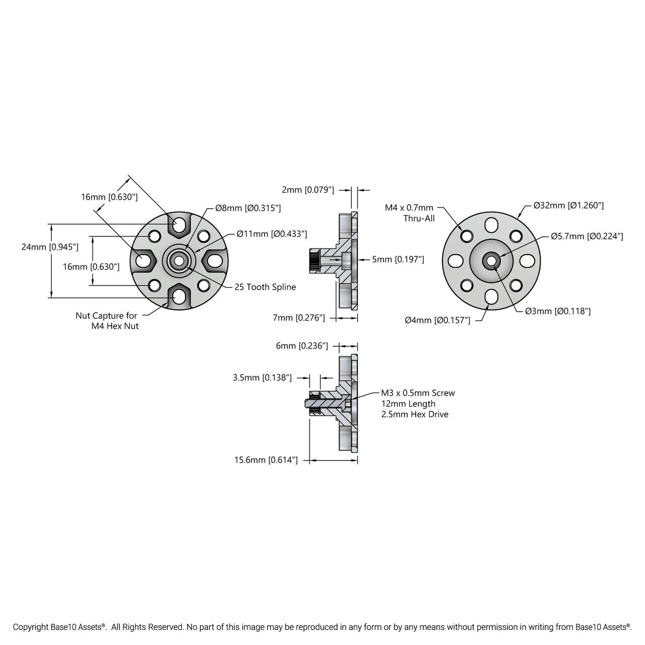 1910 Series Servo Hub Shaft (25 Tooth Spline, 8mm Shaft Diameter 1910 Series Servo Hub Shaft (25 Tooth Spline, 8mm Shaft Diameter