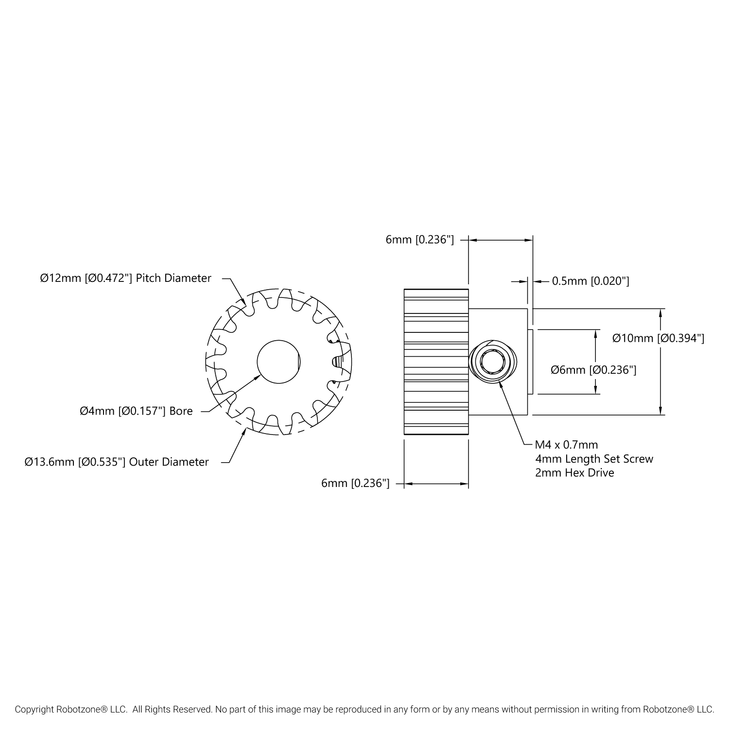 2303 Series Steel, MOD 0.8 Pinion Gear (5mm Round Bore, 15 Tooth)
