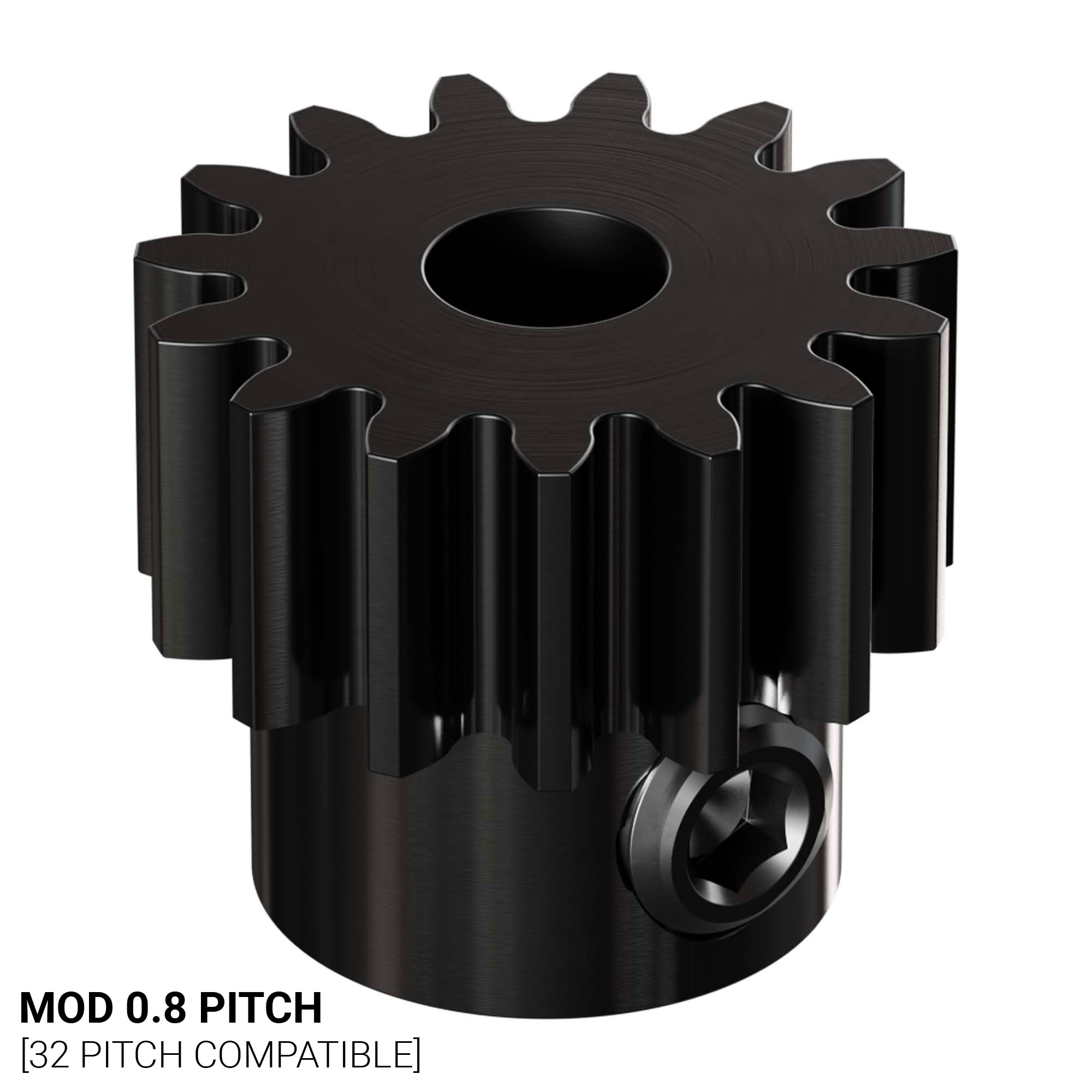 2303 Series Steel, MOD 0.8 Pinion Gear (5mm Round Bore, 15 Tooth)