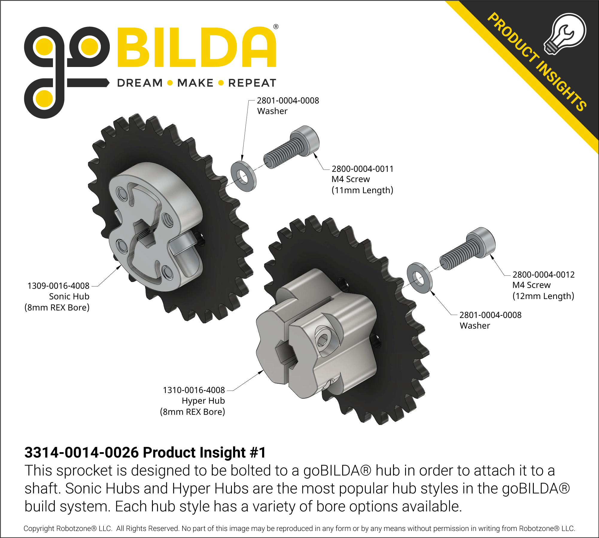 25 Pitch Acetal Hub-Mount Sprocket (14mm Bore, 26 Tooth