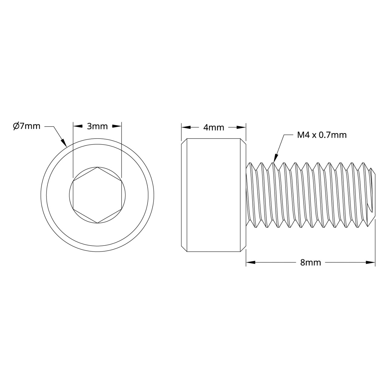 ガラカブ　80-4 60-10 M4 x 0.7mm Zinc-Plated Socket Head Screw (12mm Length