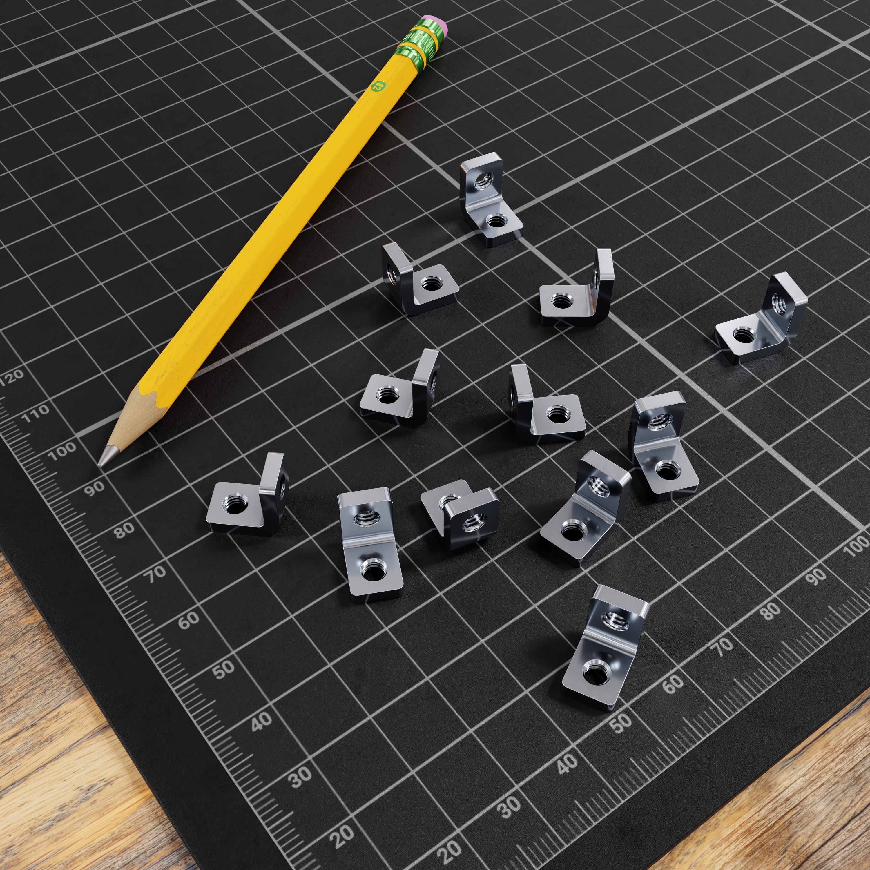 Threaded Steel L-Bracket (1 Hole) - 12 Pack