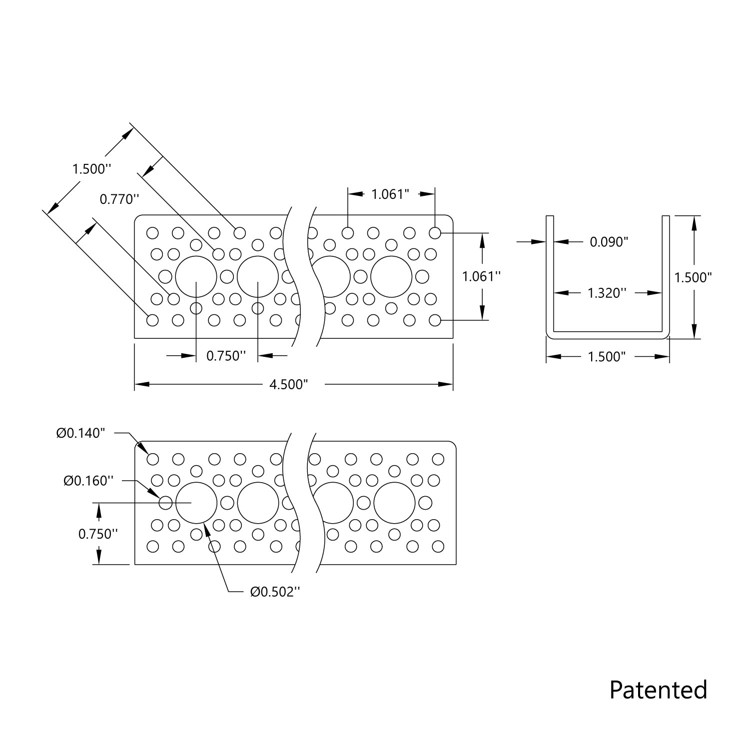 品質が U-Channel (5 Hole, 4.50 練習用具