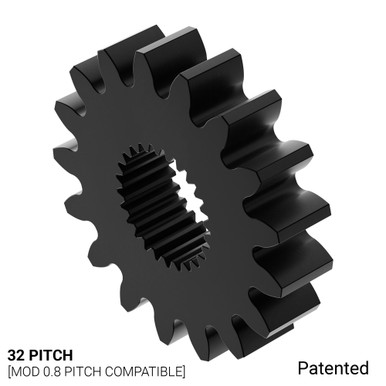 32P, 17 Tooth, 25T 3F Spline Servo Mount Gear (Acetyl) - ServoCity®