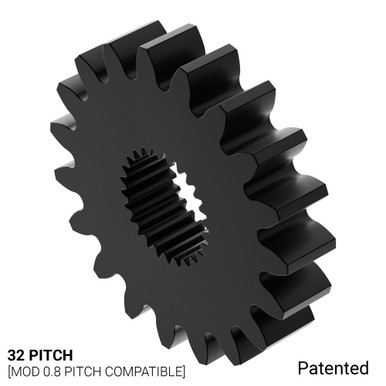 32P, 19 Tooth, 25T 3F Spline Servo Mount Gear (Acetyl) - ServoCity®