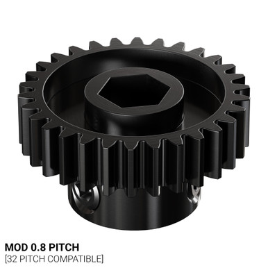 2303 Series Steel, MOD 0.8 Pinion Gear (8mm REX™ Bore, 30 Tooth