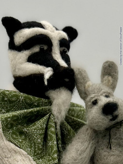 felted badger face details