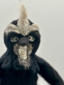 felted bird face details