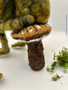 felted frog mushroom stool details