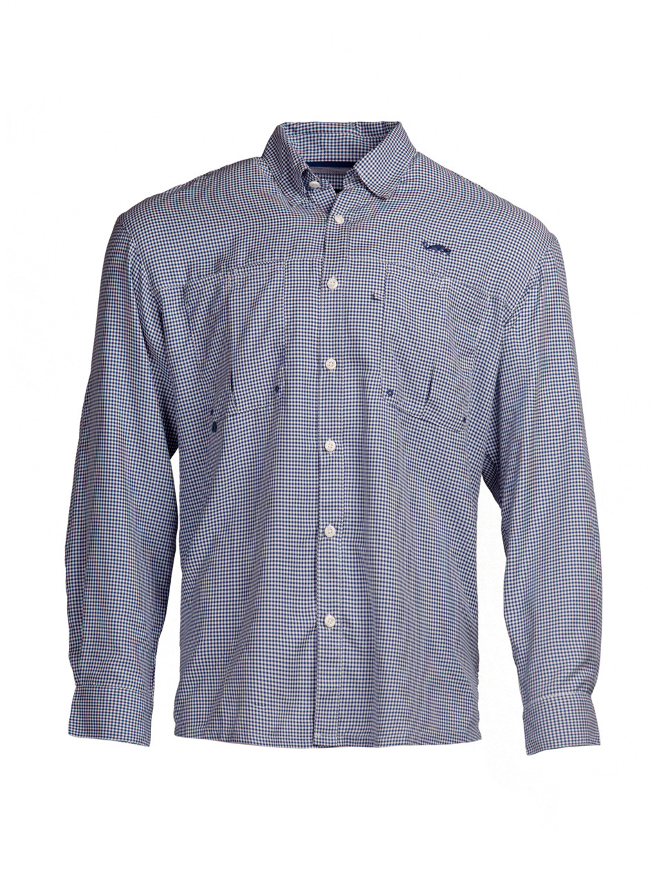 Intracoastal Long Sleeved Fishing Shirt - Navy Check - Natural Gear