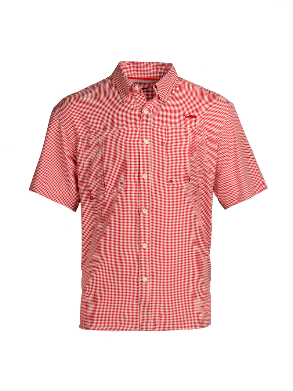 Intracoastal Short Sleeved Fishing Shirt - Red Check - Natural Gear