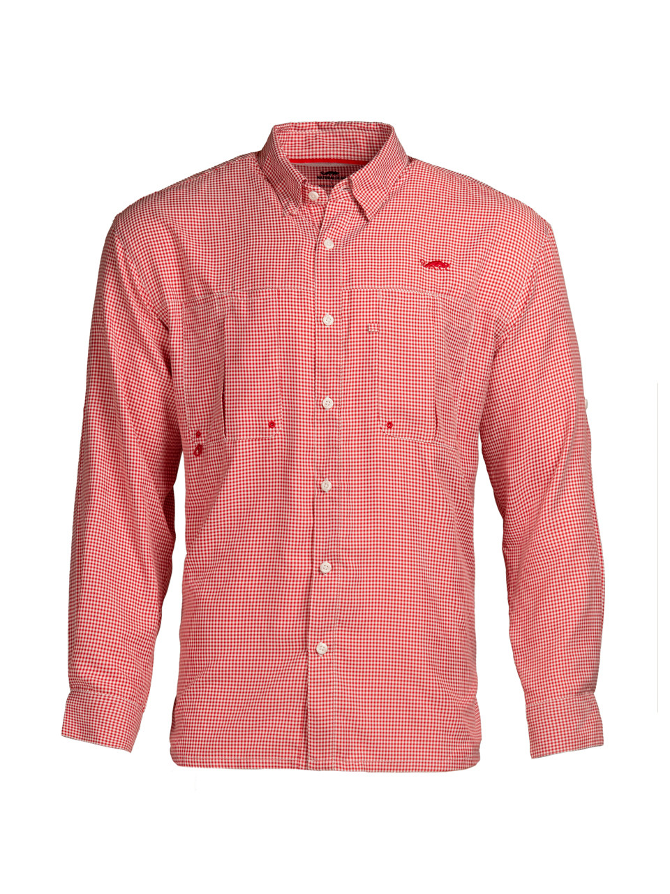 Intracoastal Long Sleeved Fishing Shirt - Red Check - Natural Gear