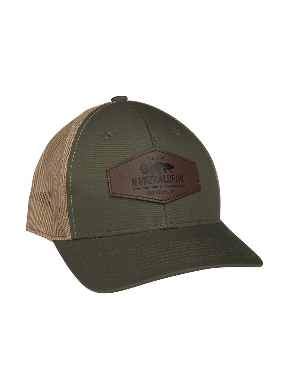 Mid Pro 6 Panel Leather Patch Ball Cap - Olive/Tan