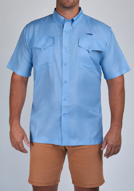 Natural Gear Intercostal Short Sleeved Fishing Shirt - Sky Blue Check