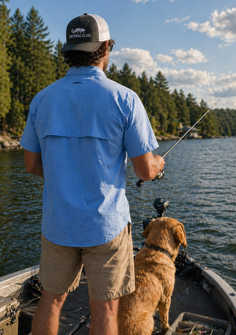 Natural Gear Intercostal Short Sleeved Fishing Shirt - Sky Blue Check