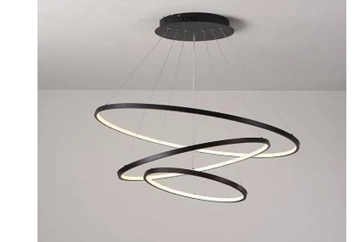 LED 3 Ring Chandeliers, Black Metal Pendant Light with Acrylic Shade, –  TEMPEST LED
