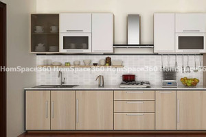 Nexa - Straight Line Modular Kitchen Design in White & Ash Wood with Membrane Laminate Veneer Finish Options - HSV-SLK-1018 Nexa - Straight Line Modular Kitchen Design in White & Ash Wood with Membrane Laminate Veneer Finish Options - HSV-SLK-1018