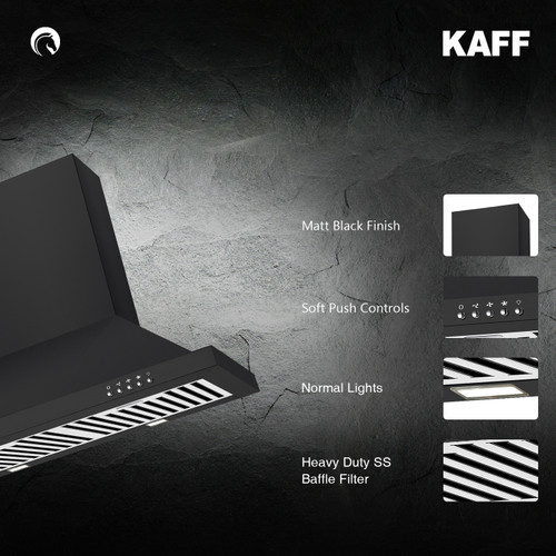 Kaff -   ELBAA BF DHC 60 -  Matt Black -  Dry Heat Auto Clean Technology - Chimney