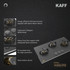 Kaff  Hobs  -  MSM 783 -  3 Full Brass High Efficiency Burners with FFD with Decorative SS Moulded Strip