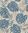 European Wall Paper - Floral & Leaf Pattern - Blue, Cream - HSMARCE 3107