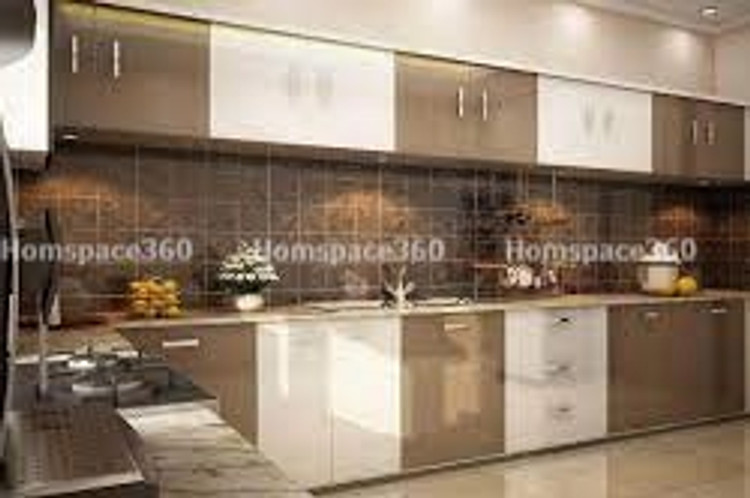 Nexa - L Shaped Modular Kitchen Design in Brown & White with Membrane Laminate  Acrylic Lacquered Glass Finish Options - HSV-LSK-1042